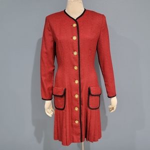 Vtg Ms. Chaus red pleated dress 6